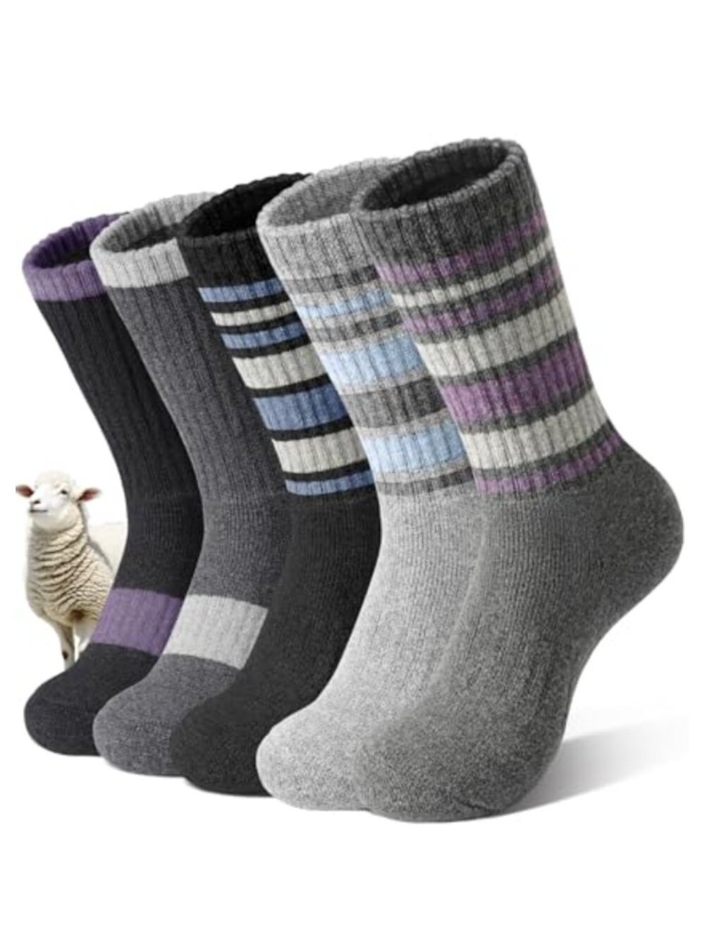 Merino Wool Socks Women 5 Pairs Thick Thermal Winter Hiking Crew